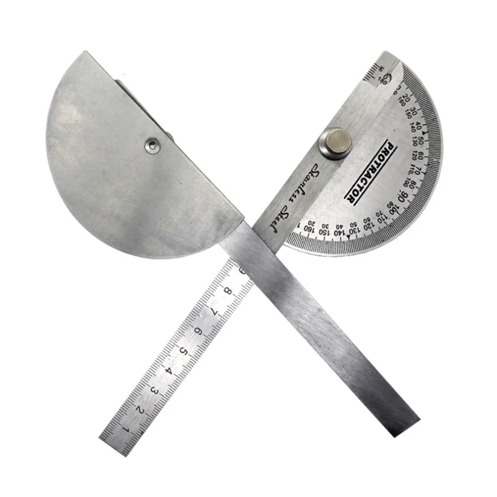 0 180 Degree Angle Ruler Round Head Rotary Protractor 100 150mm