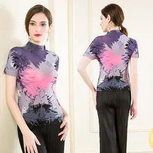 Футболка с короткими рукавами; Летние Плиссированные футболки MIYAKE;