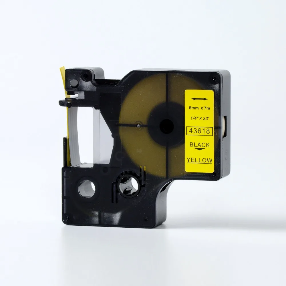 2pk 1/4 дюйма X 23 6 мм лента для этикеток DYMO черная на желтом 43618 совместимая с d1 ленты