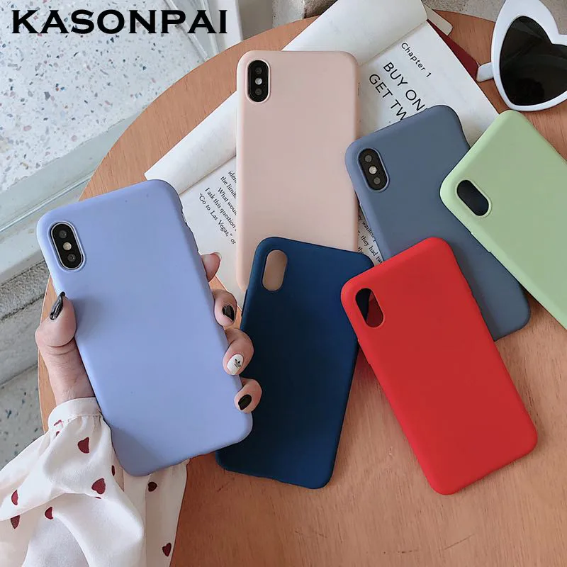 

Ultra Thin Candy Simple Solid Color Phone Cases For iPhone 7 8 6 6s Plus X XS XR Slim Soft Back Cover For iPhone XS Max TPU Case
