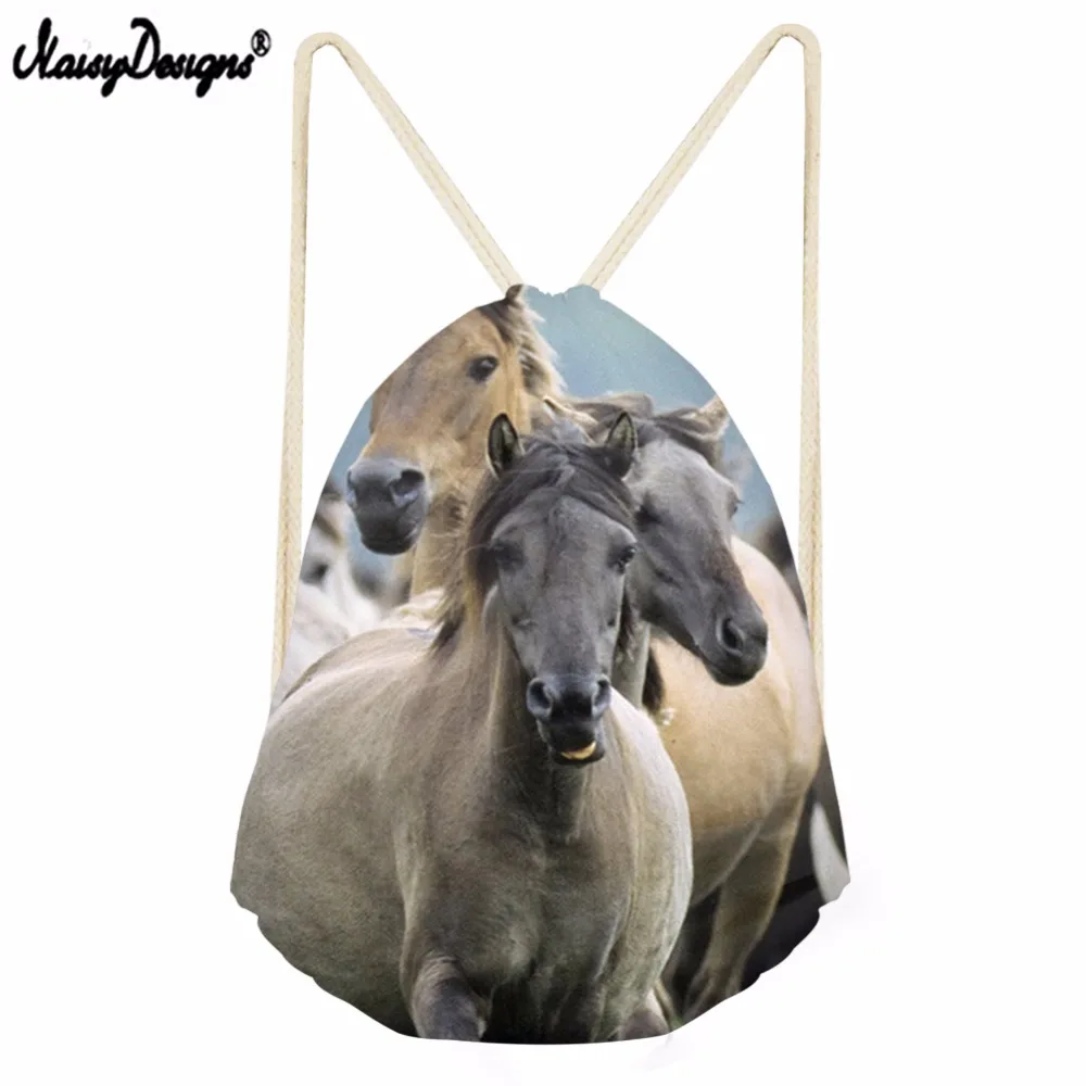 Noisydesigns 3D Crazy Horse принтом befree для детские сумки-кисеты Для мужчин женщин Gym Sack сумка
