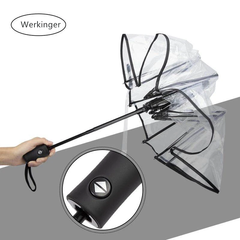 

werkinger Transparent Umbrella Automatic Umbrella Three Folding Women Umbrellas Windproof Children's Umbrella Rain Women