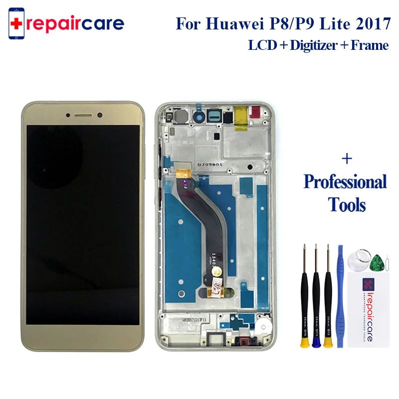 

Fast delivery LCD with Frame for Huawei P8/P9 Lite 2017 lcd screen complete Black, White, Gold, blue with Free Tools