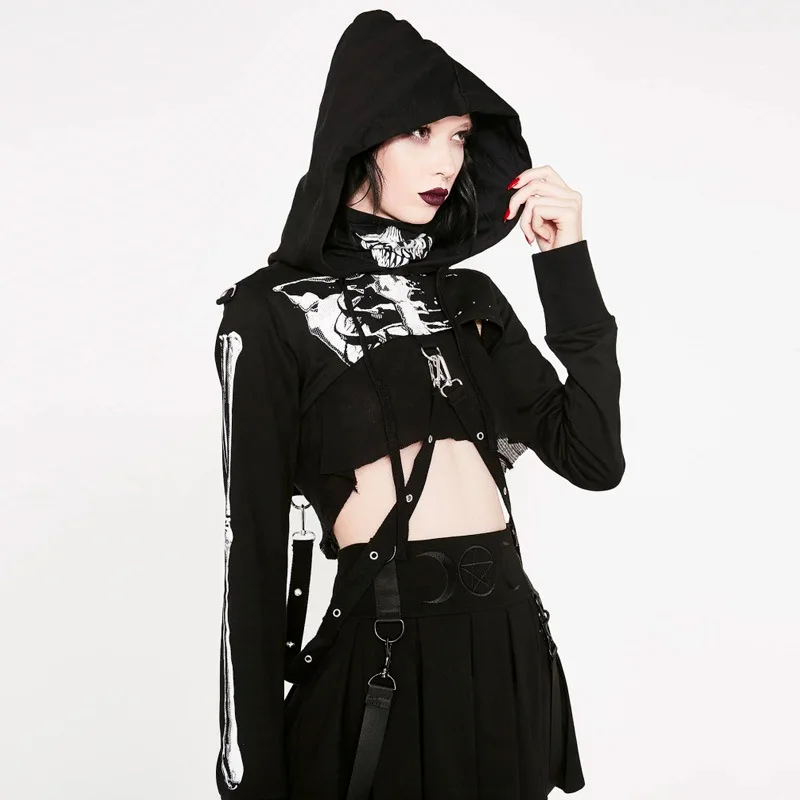 Gothic 3D skull print skeleton hoodies Baroque Drawstring Hooded Gothic Punk Darkness turtlenek hip women chain Mask streetwear Gothic 3D skull print skeleton hoodies Baroque Drawstring Hooded Gothic Punk Darkness turtlenek hip women chain Mask streetwear