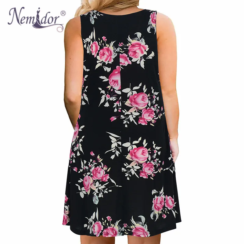 Nemidor Women's Casual Print Summer T Shirt Dress Plus Size Loose Sleeveless Swing Dress with Pocket (2)
