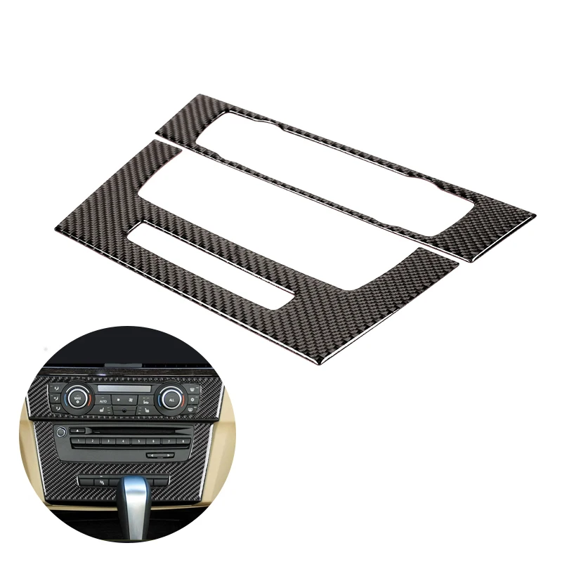 

For BMW 3 Series E90 E92 E93 2005 - 2008 2009 2010 2011 2012 Carbon Fiber 2pcs Car Interior Center Control CD Panel Frame Cover