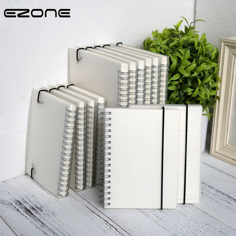 

EZONE A5/A6/B5 Notebook Line/Dotted/Grid/Blank Pages Coil Notebook Waterproof PVC Materials Cover Office Fashion Stationery