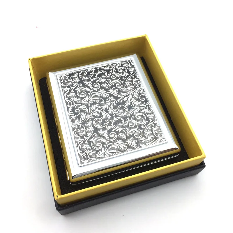 

STAR 03 Grass Totem Fashion Stainless Steel Cigarette Case Box Men Pocket Cigarette Box Smoking Accessories With Gift Box