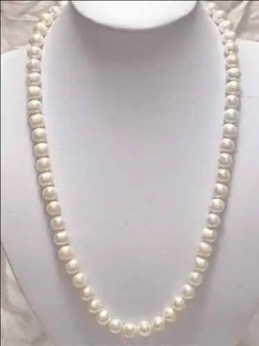 

Hot sell Noble- Free shipping@@@@@ New Natural Beautiful! 8-9mm White Akoya Cultured Pearl Necklace 25" H+01 a