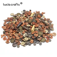 Lucia crafts 50g/lot 10-46mm Assorted shapes Wooden Buttons DIY Scrapbooking Craft Sewing Garment Accessories E0106(China)