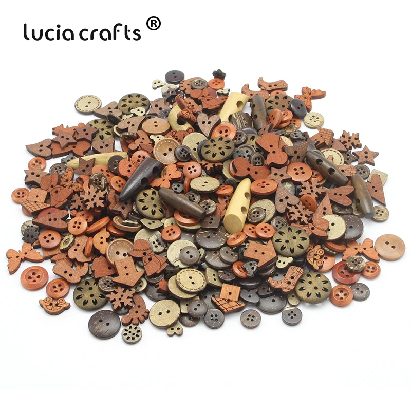 Lucia crafts 50 г/лот 10 46 мм различные формы деревянные пуговицы DIY Скрапбукинг поделки
