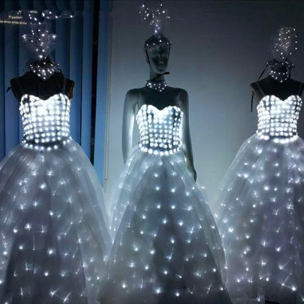  LED Wedding Dress Luminous Suits Light Clothing Glowing Wedding Skirt LED Wings For Women Ballroom 