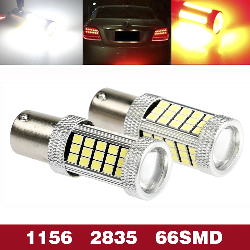 1 шт. светодиодный автомобильный стоп сигнал BA15S P21W 66 SMD 2835 BAW15S PR21W BAY15S белый