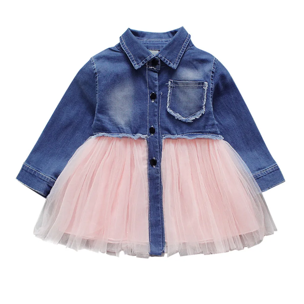 

TELOTUNY 2018 New Arrival Toddler Infant Baby Girls Denim Tutu Tulle Princess Dresses Outfits Z0128