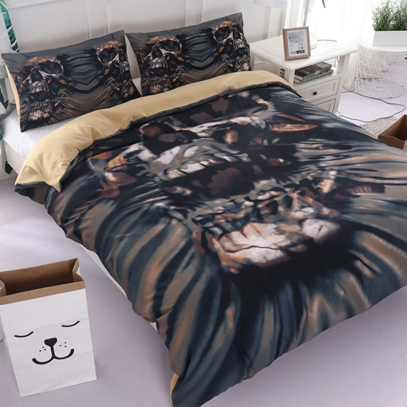  Fanaijia 3d Skull Bedding Sets queen size Sugar skull Duvet Cover Bed cool skull Print Black Bedclo