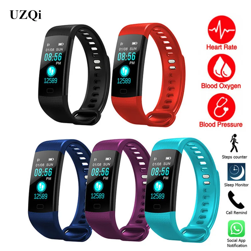 

UZQi Smart Wristband Heart Rate Blood Pressure Oxygen Bracelet Fitness Activity Sport Tracker Waterproof Phone Smart Watch Band