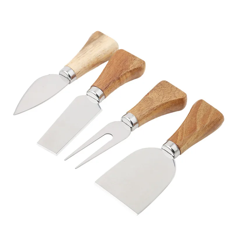 

4pcs/set Cheese Knives Wood Handle Cheese Knife Slicer Kit Kitchen Cooking Baking Tool Cheese Cutter Useful Accessories QW601784