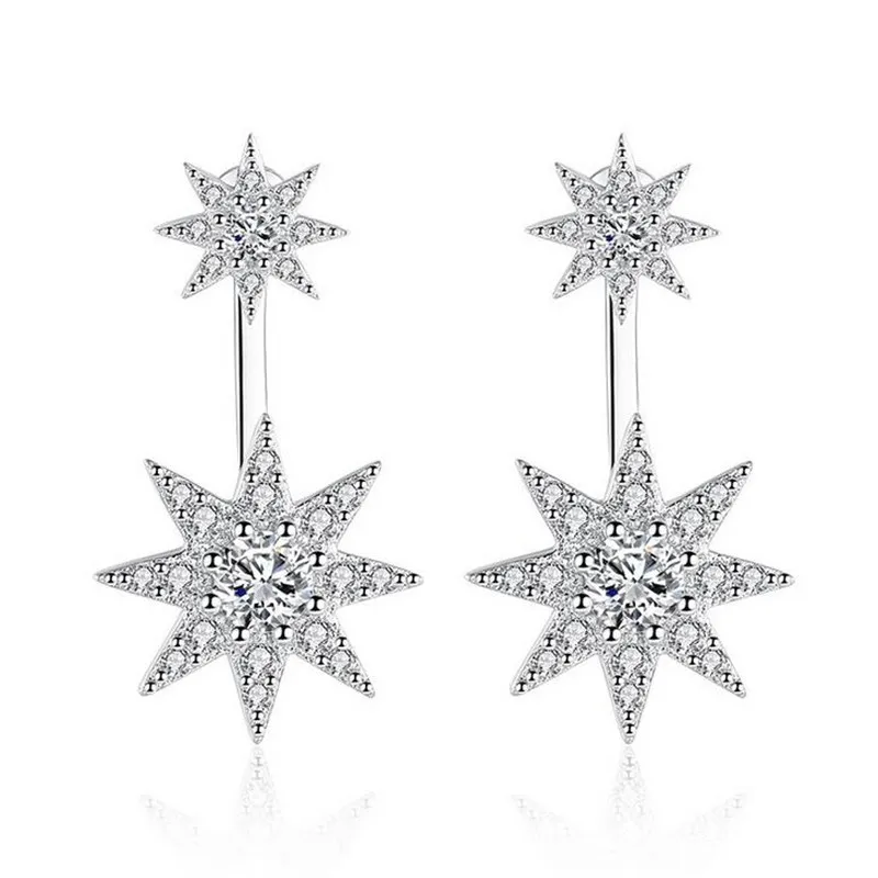 

Newest Fashion 925 Sterling Silver Sparkling Crystal Zircon Starlight Piercing Stud Earrings For Women brincos S-E216