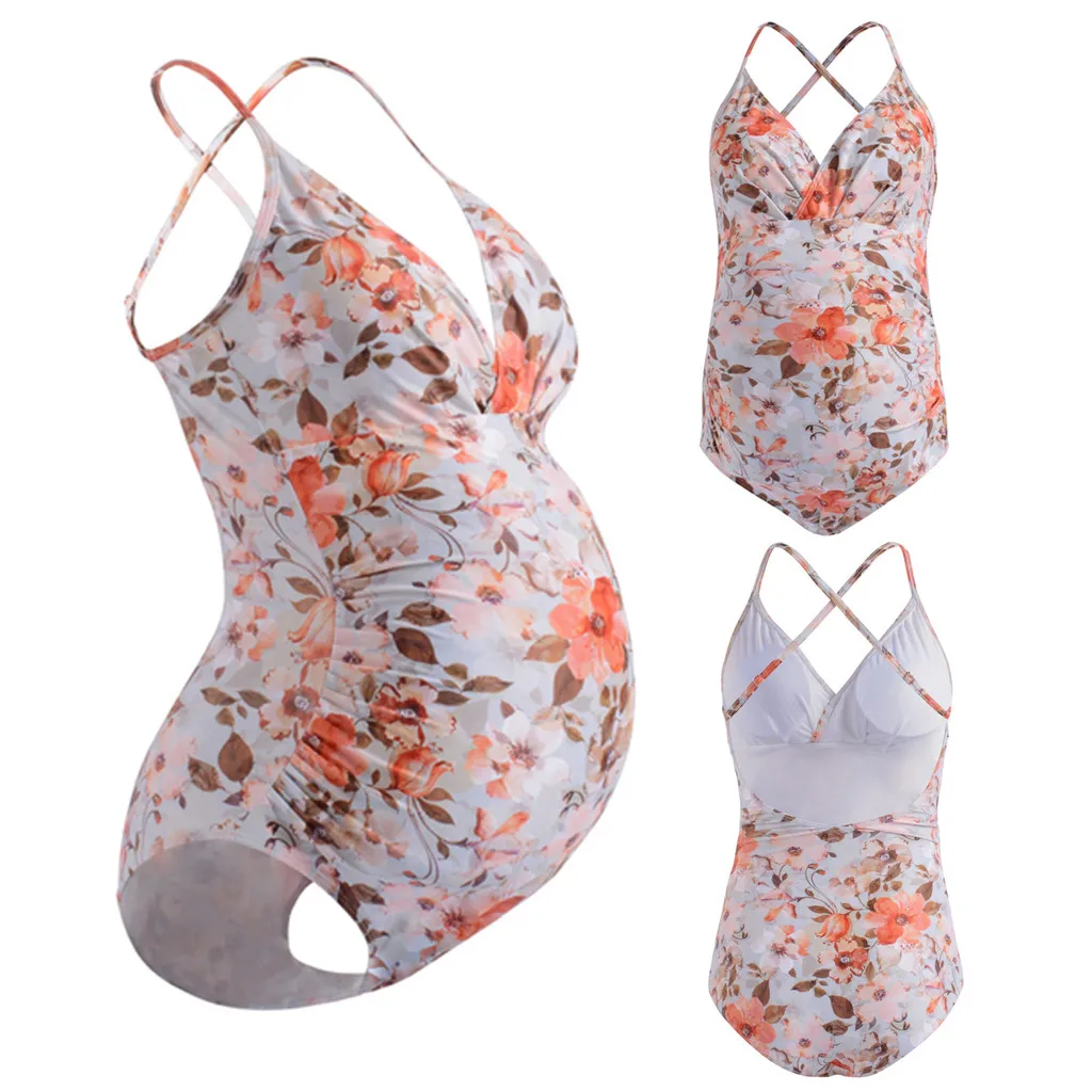 Traje de baño de maternidad para mujer, Tankinis de verano, Bikini Sexy de lactancia con volantes, estampado de frenillo, de playa, bañador moda para embarazadas 39 - AliExpress Deportes y entretenimiento