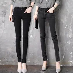 2019 новые джинсы с высокой талией женские ноги-манекен Черные новые тонкие узкие брюки весна и осень женские брюки больше размера 26-31 32