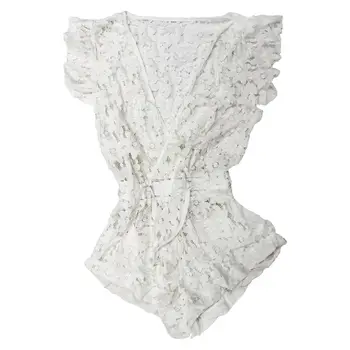 

Hot Lady White Sexy Bikini Swimwear Cover Up Beach Dress Lace Hollow Jumpsuits