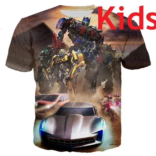 kids t shirt PLstar Cosmos/одинаковые комплекты для семьи; футболки для мальчиков с 3D принтом робота; детские летние топы с короткими рукавами - Цвет: kids t shirt