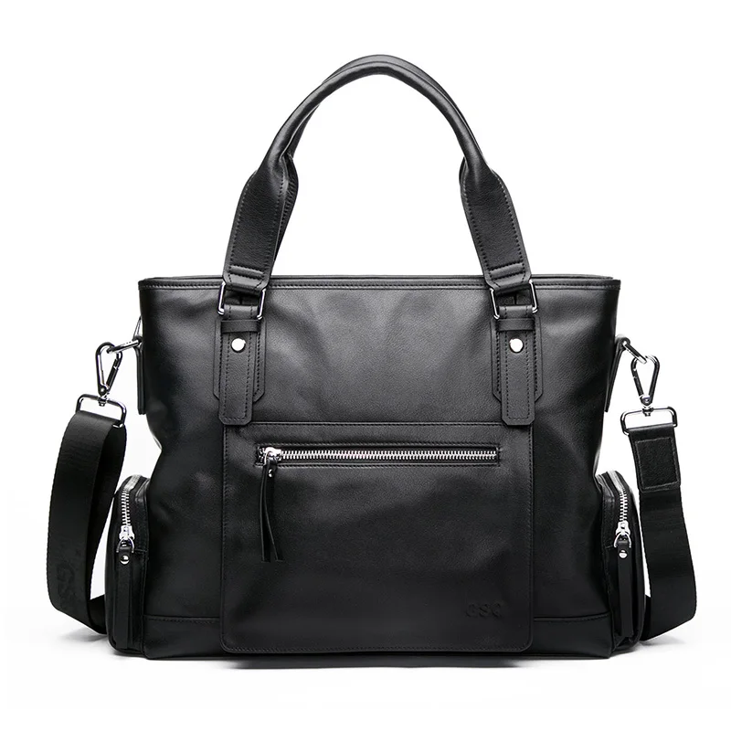 GSQ Genuine Leather Men Handbag Classic High Quality Leather Bag Business Men Bag 14inch Laptop Briefcase Messenger Bag G637 new high quality leather men laptop briefcase bag 14 inch computer bags handbag business bag fashion laptop handbag for men