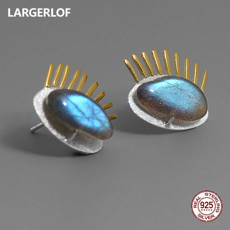 

LARGERLOF 925 Sterling Silver Labradorite Stud Earrings Handmade Silver 925 jewelry Earrings Silver 925 Women ED50157