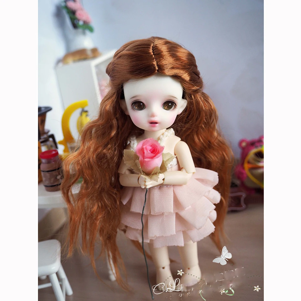 Bybrana Феи волна ролл 2 цвета bjd волосы 1/8 1/12 маленькая голова bjd парик для кукол