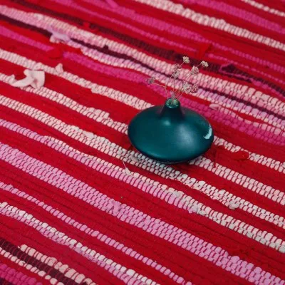 Радужный ковер ручной работы из натурального льна и хлопка, разноцветный коврик с мозаикой, средиземноморский кухонный коврик, Впитывающий Коврик - Цвет: Красный
