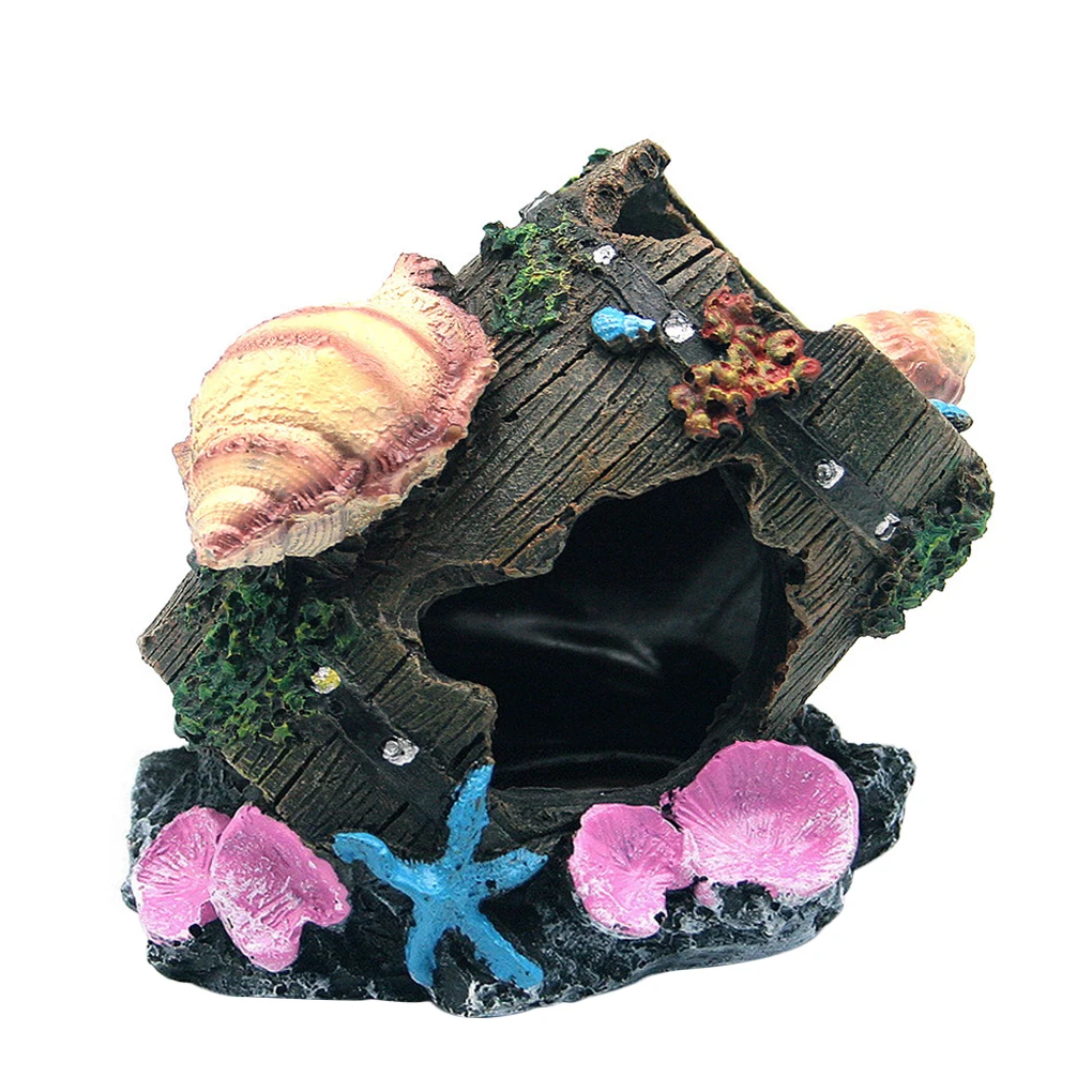 

Aquarium Fish Tank Artificial Shell Cask Barrel Resin Ornament Cave Landscaping Decoration