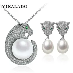 Yikalaisi 2017 100% натуральный пресноводный жемчуг комплект украшений кулон и Серьги стерлингового серебра 925 для Для женщин Best подарки