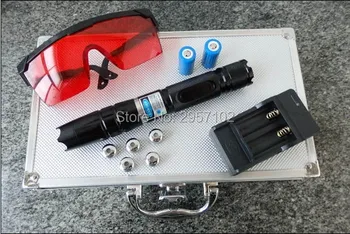 

HOT! military 450nm 20w 20000m blue laser pointer Lazer Flashlight burning match/dry wood/lit candle/cigarettes+glasses Hunting