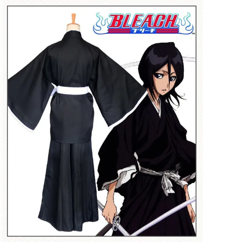 Японское аниме кимоно из аниме Bleach Kuchiki Rukia Косплей Костюм Полный комплект Топы Брюки Пояс