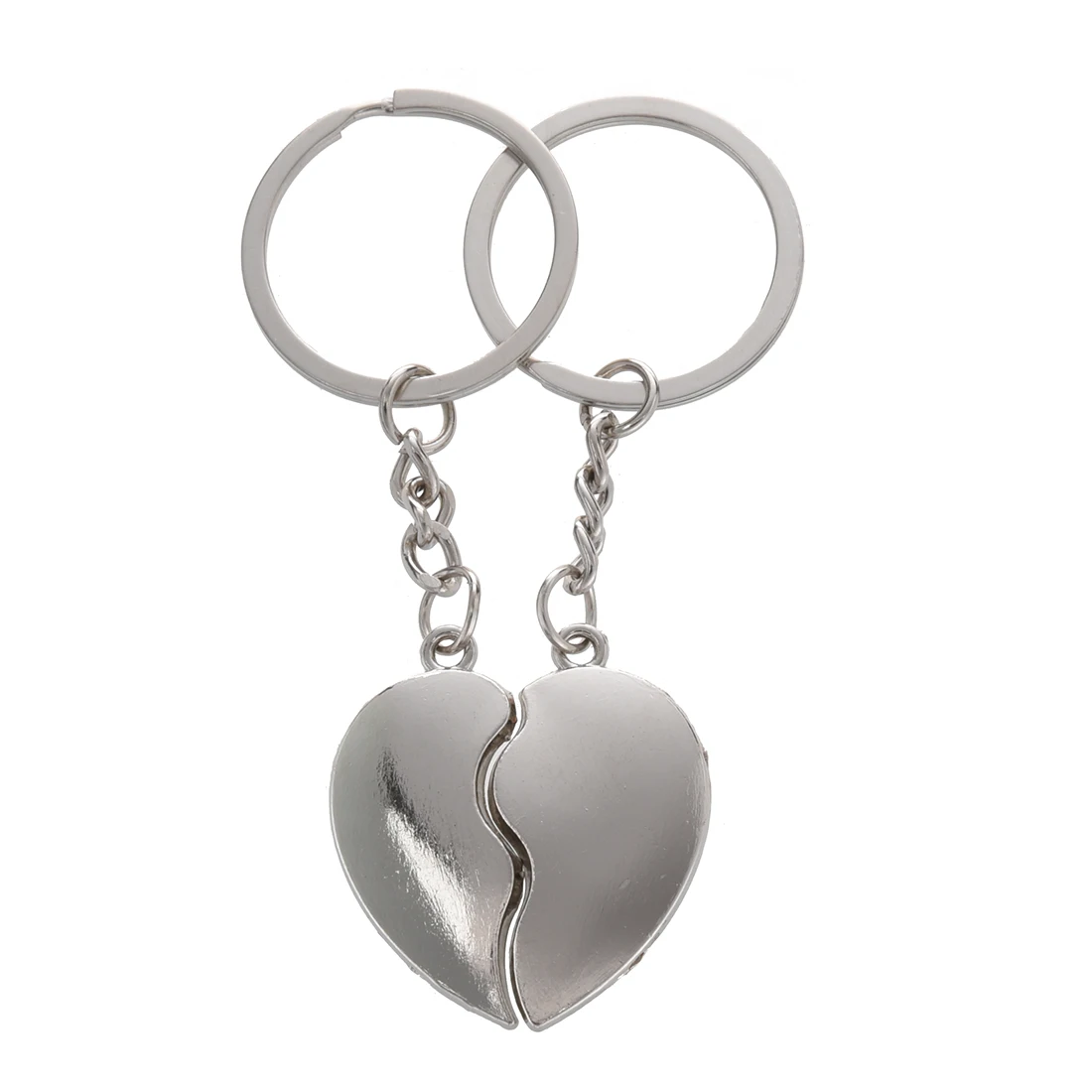 

2 Pcs Split Heart Pendant Lovers Alloy Key Ring Chain