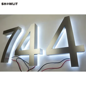 

Custom Made Reverse Lit Brushed Stainless Steel Address Numbers For Outdoor