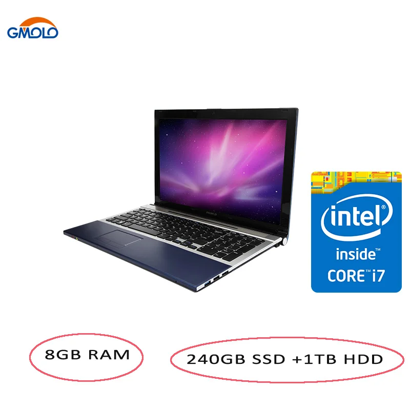 Игровой ноутбук 15 6 дюйма Core I7 5 го поколения компьютеры 8 ГБ ОЗУ 240 SSD + ТБ HDD экран