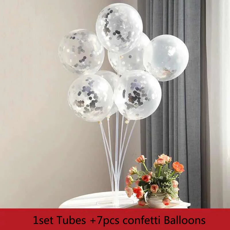 7 Tubes Balloons Holder Column Stand Clear Confetti Balloon Baby Shower Birthday Party Decoration Adult Wedding Balloons Decor - Цвет: As Picture