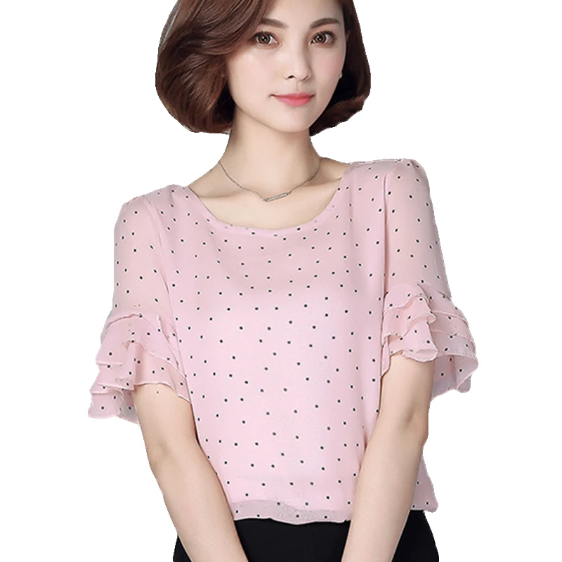 Summer Chiffon Blouse Shirt Women Polka Dot Womens Tops And Blouses