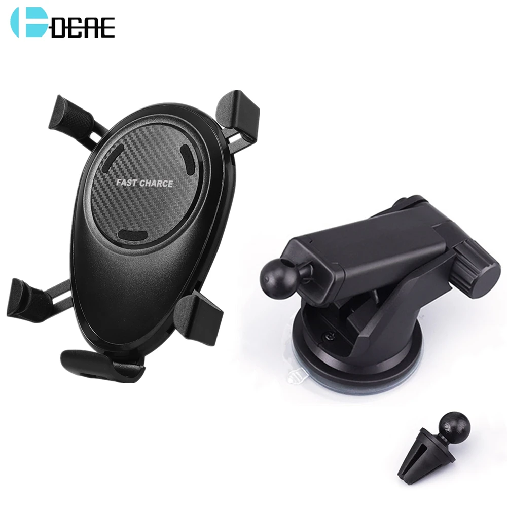 

DCAE Car Holder Qi Wireless Charger For iPhone XS MAX X XR 8 Samsung S8 S9 S7 Car Mount Air Vent 10W Fast Wireless Charging Pad