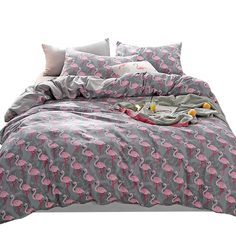 bedding set cotton Pink Flamingos duvet cover set 4pcs sheet twin full