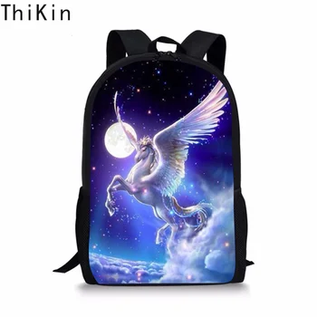 

THIKIN Rainbow Unicorn Print Student Backpack Cute Cartoon Teenagers Girls Boys School Bagpack Kids Children Large Book Bag