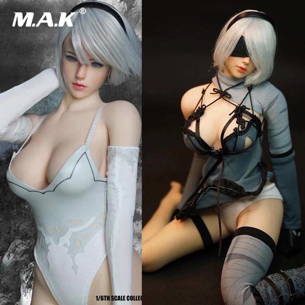 Коллекционная 1/6 шкала 2B PS4 NieR Automata голова Sculpt резные короткие белые окрашенные волосы модель для 12 дюймов фигурка тела