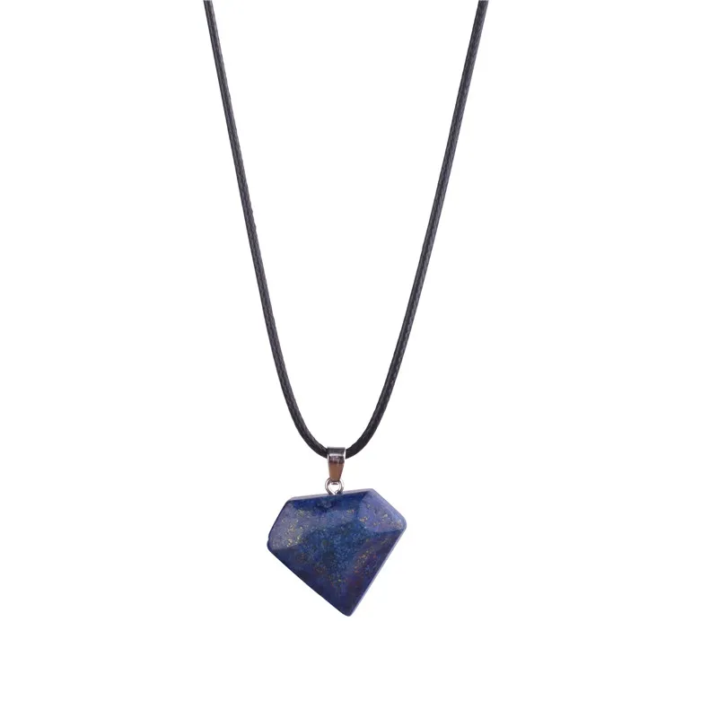 Superman Jewelry Natural Lapis Lazuli Pendant Healing Crystal Necklaces Leather Chains maxi collier Collares