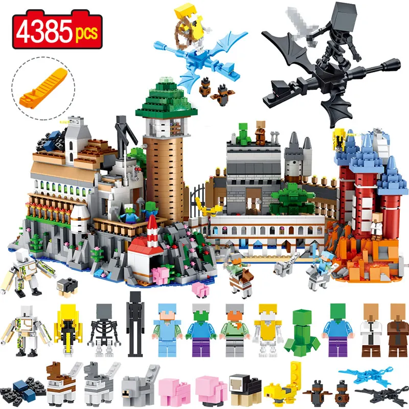 

Creator Large Magical Castle Model Building Blocks Legoing Minecrafted Mini Dragon Steve Zombie Figures Bricks Kids Toys 4385PCS