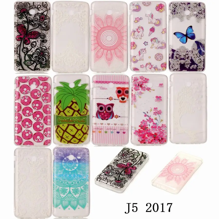 Для Samsung Galaxy J5 2017 Case милый цветок аниме прозрачный силиконовый гель ТПУ обложка
