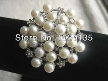 

wow! freshwater pearl white/pink/purple flower coin brooch 48mm nature FPPJ