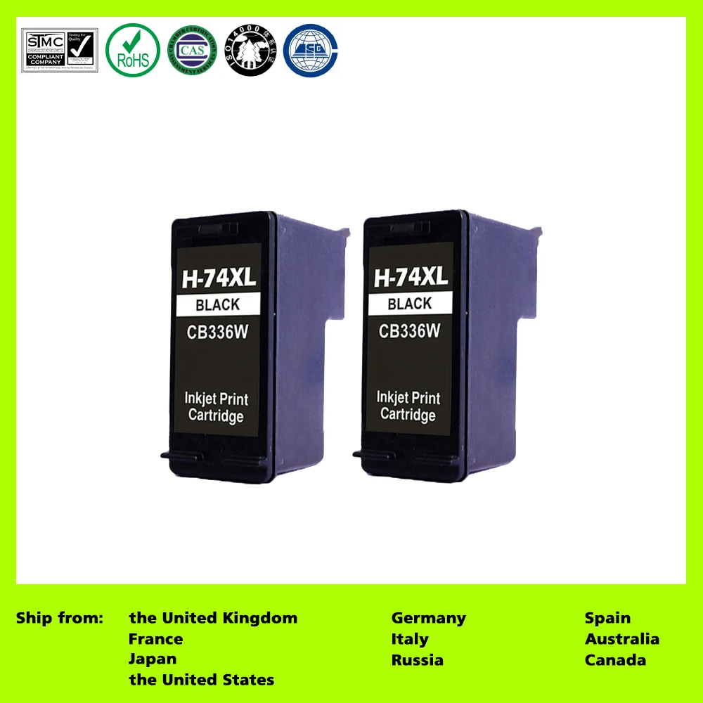 Compatible for 74XL CB336W (2 Pack Black) Ink Cartridge for HP DeskJet