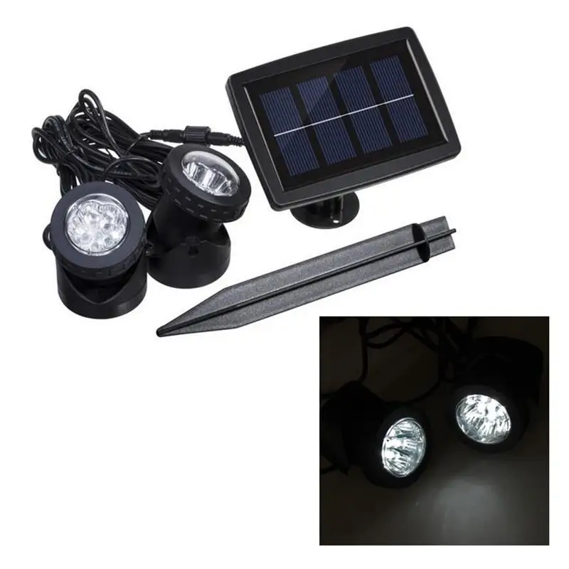 Solar Underwater Lights Double 12LED Spotlight Waterproof Outdoor