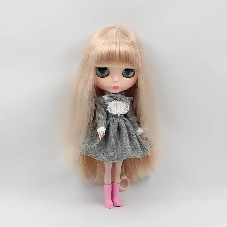 Neo Blythe Doll Warm Grey Lace Dress with Bow 3